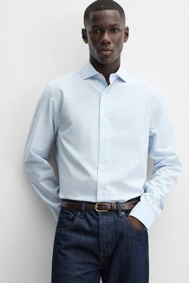 COTTON/LYOCELL SHIRT - Light blue by Zara