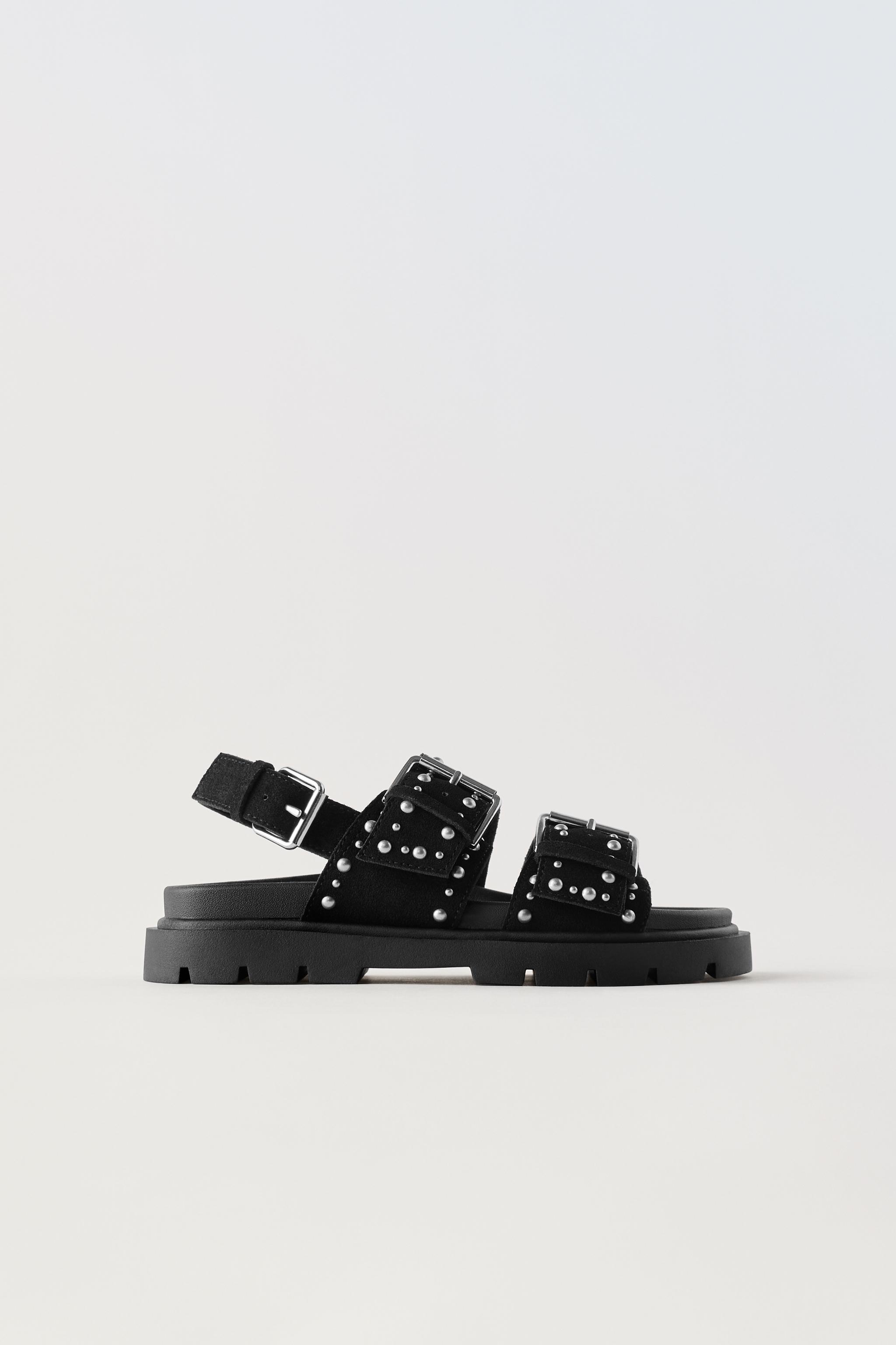 Off White Leather-Look Chunky Buckle Sliders