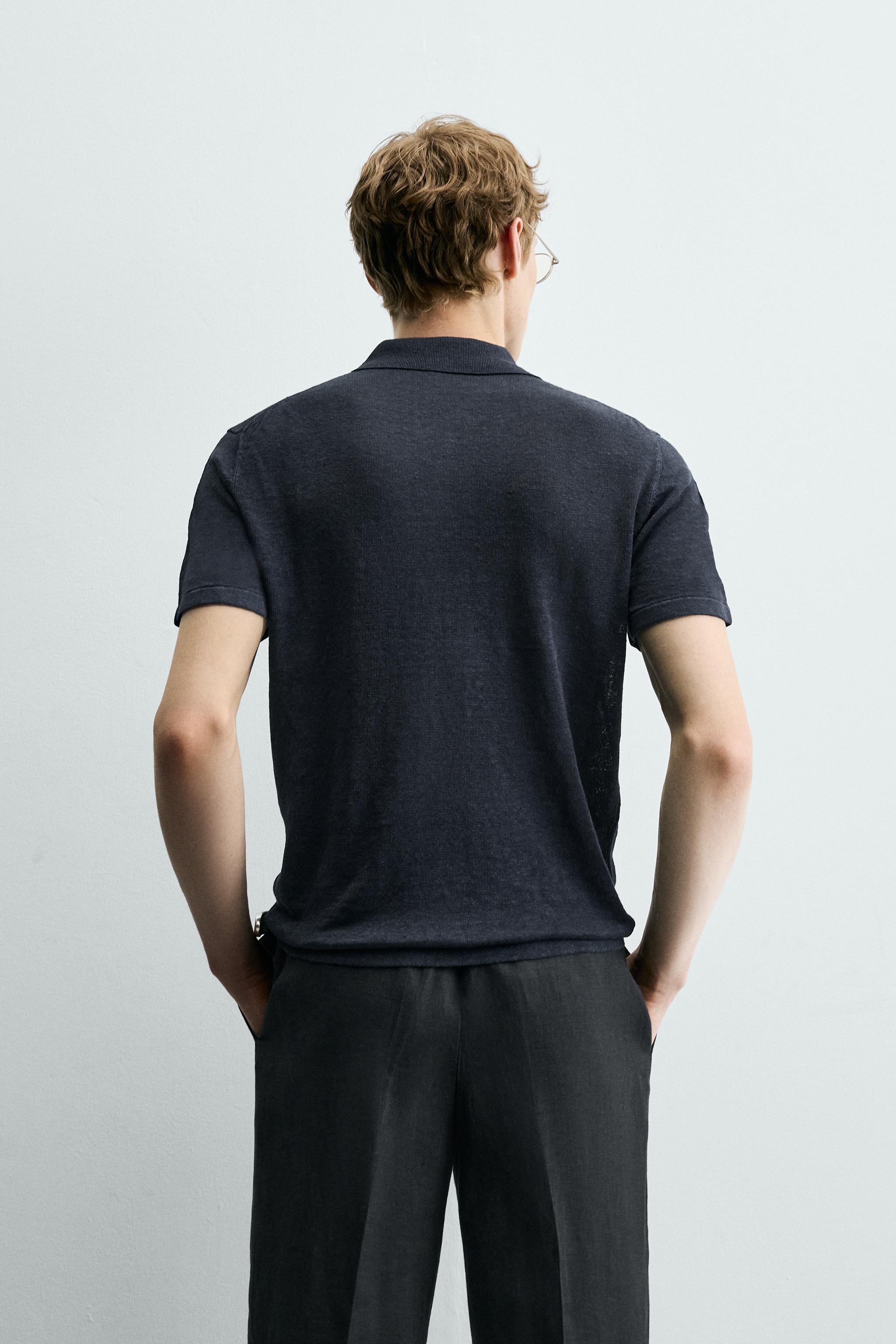 REGULAR FIT 100% LINEN KNIT POLO SHIRT