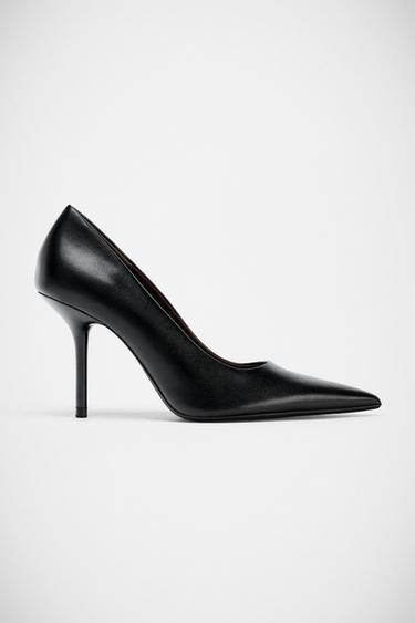 LEATHER HIGH-HEEL SHOES - Black by Zara