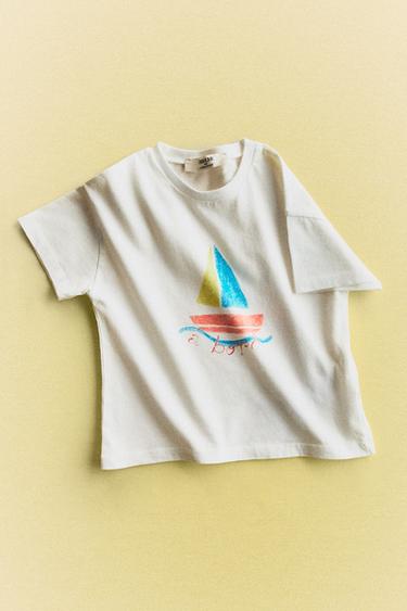 KINDER-SHIRT „A BORD“ - Cremefarben von Zara