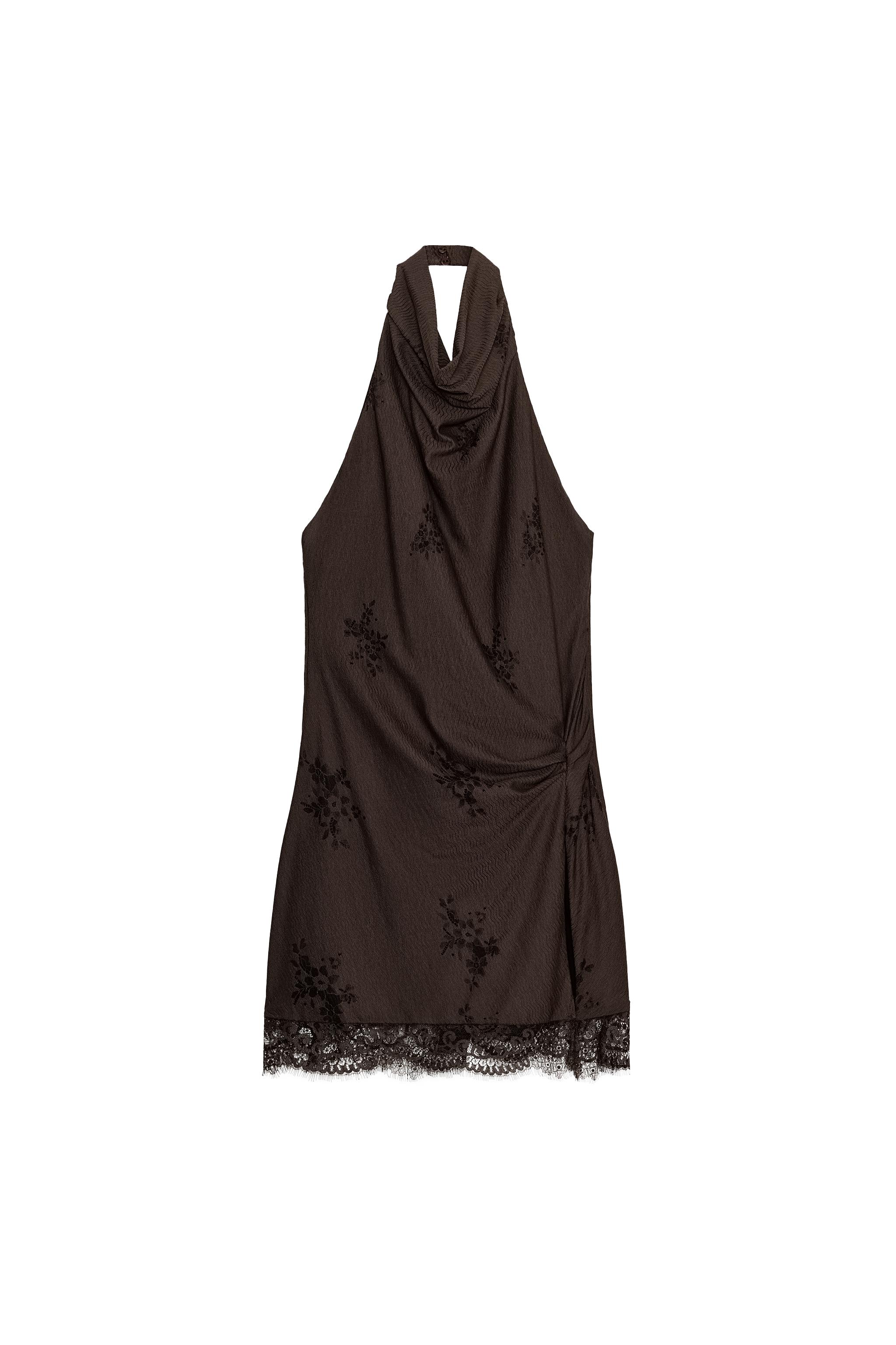 HALTER LINGERIE STYLE DRESS - Brown | ZARA United States HALTER LINGERIE STYLE DRESS - Brown | ZARA United States