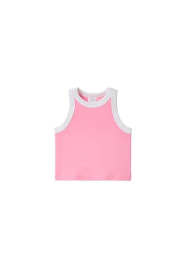 CONTRAST RIBBED RACERBACK TOP