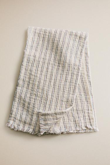 COUVERTURE BÉBÉ GAZE RAYURES - Bleu de Zara