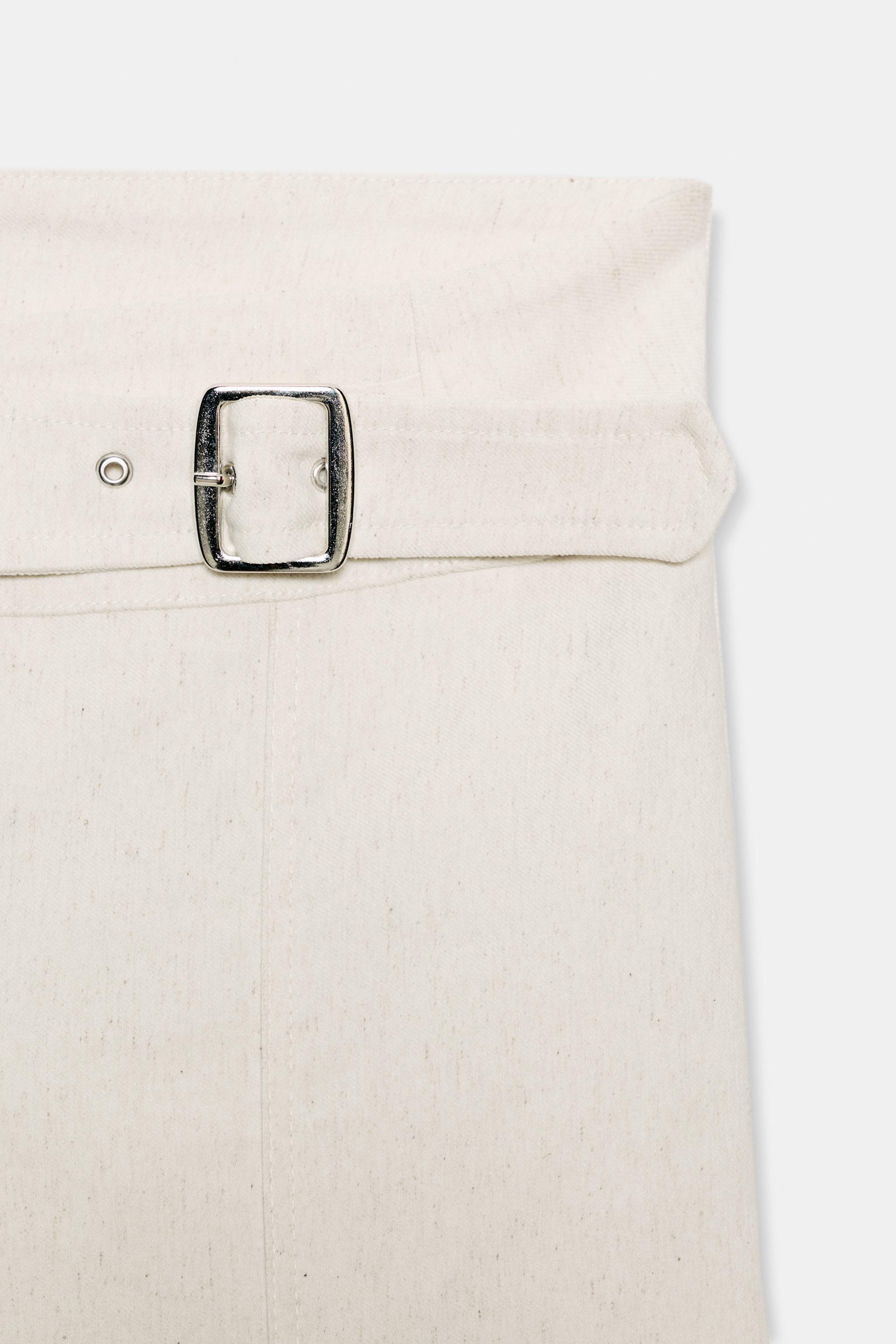 PANTALON EN SERGÉ ÉLASTIQUE À PASSANTS