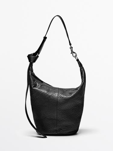 Sac seau en cuir nappa - Noir de Zara