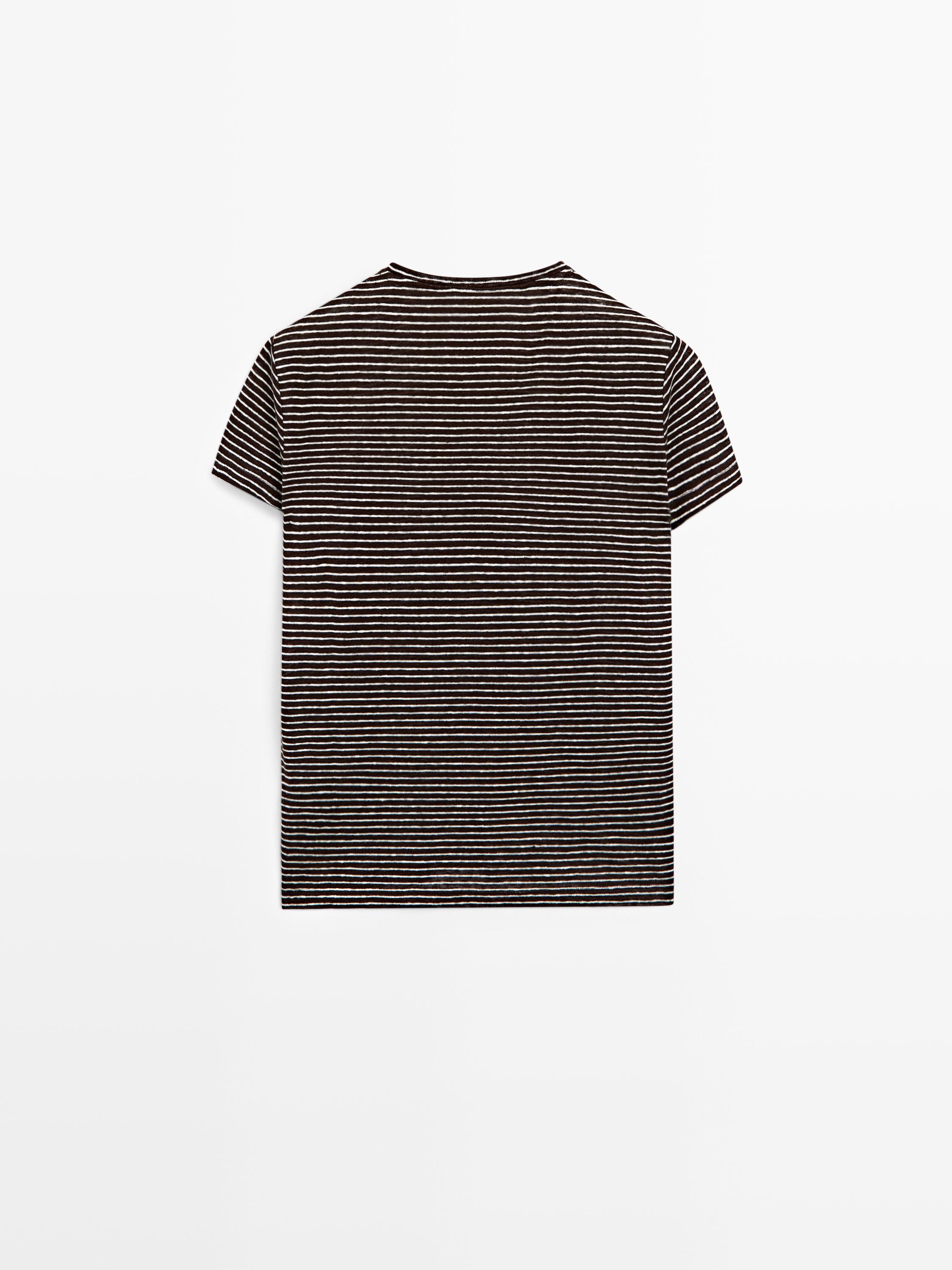 T-shirt rayé regular fit 100 % lin