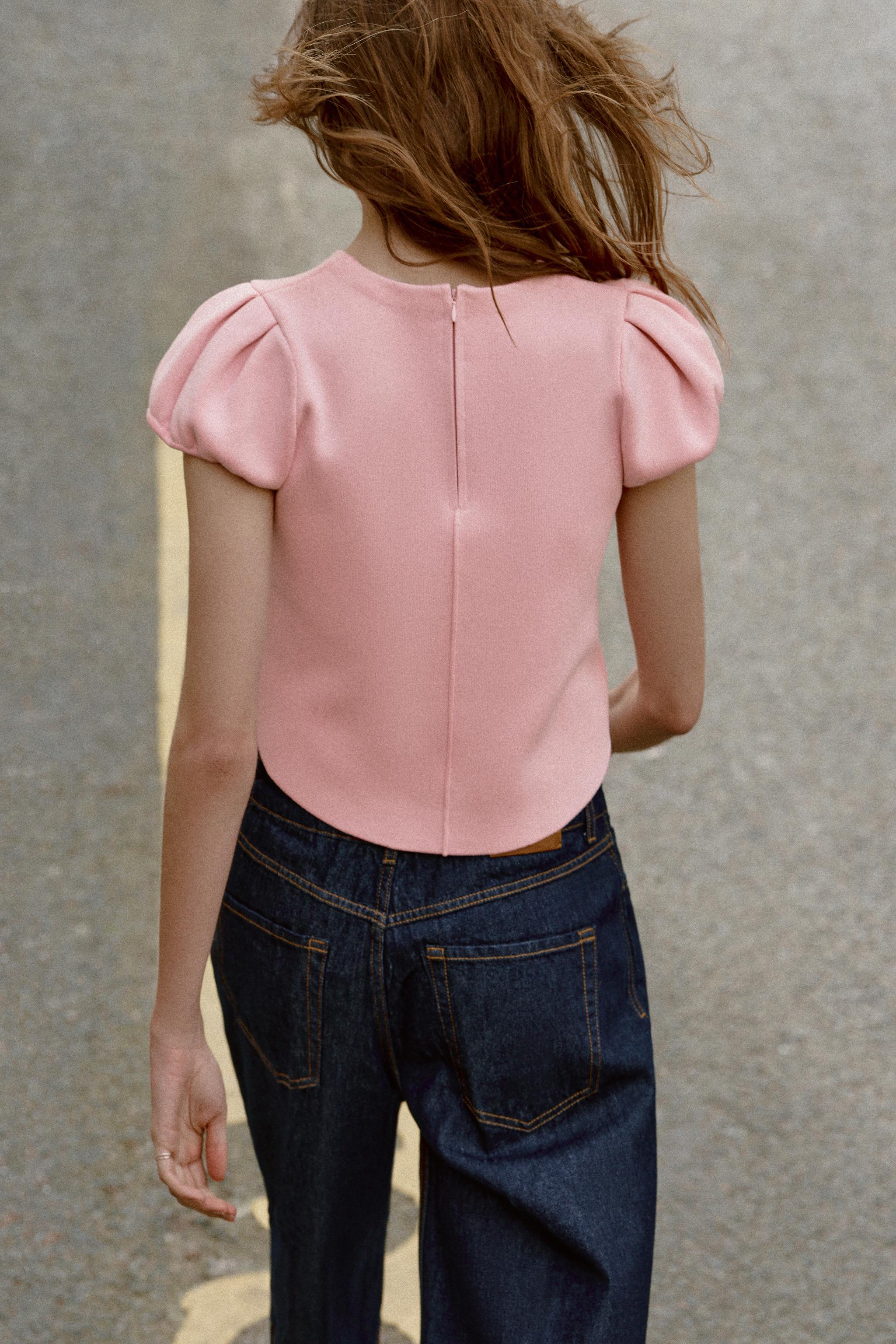 PUFF SHORT SLEEVE KNIT TOP