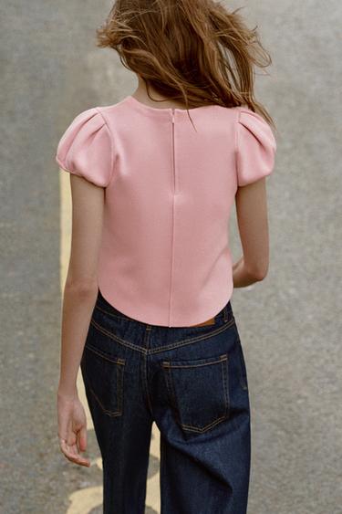 PUFF SLEEVE KNIT TOP - Pink by Zara - Image 4