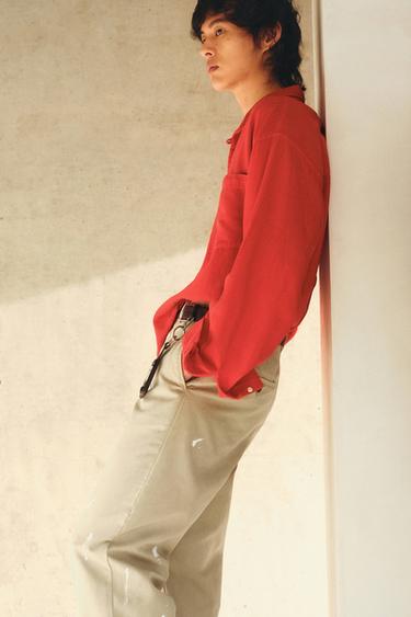 Zara 寬鬆版紋理 POLO 衫 - 紅色