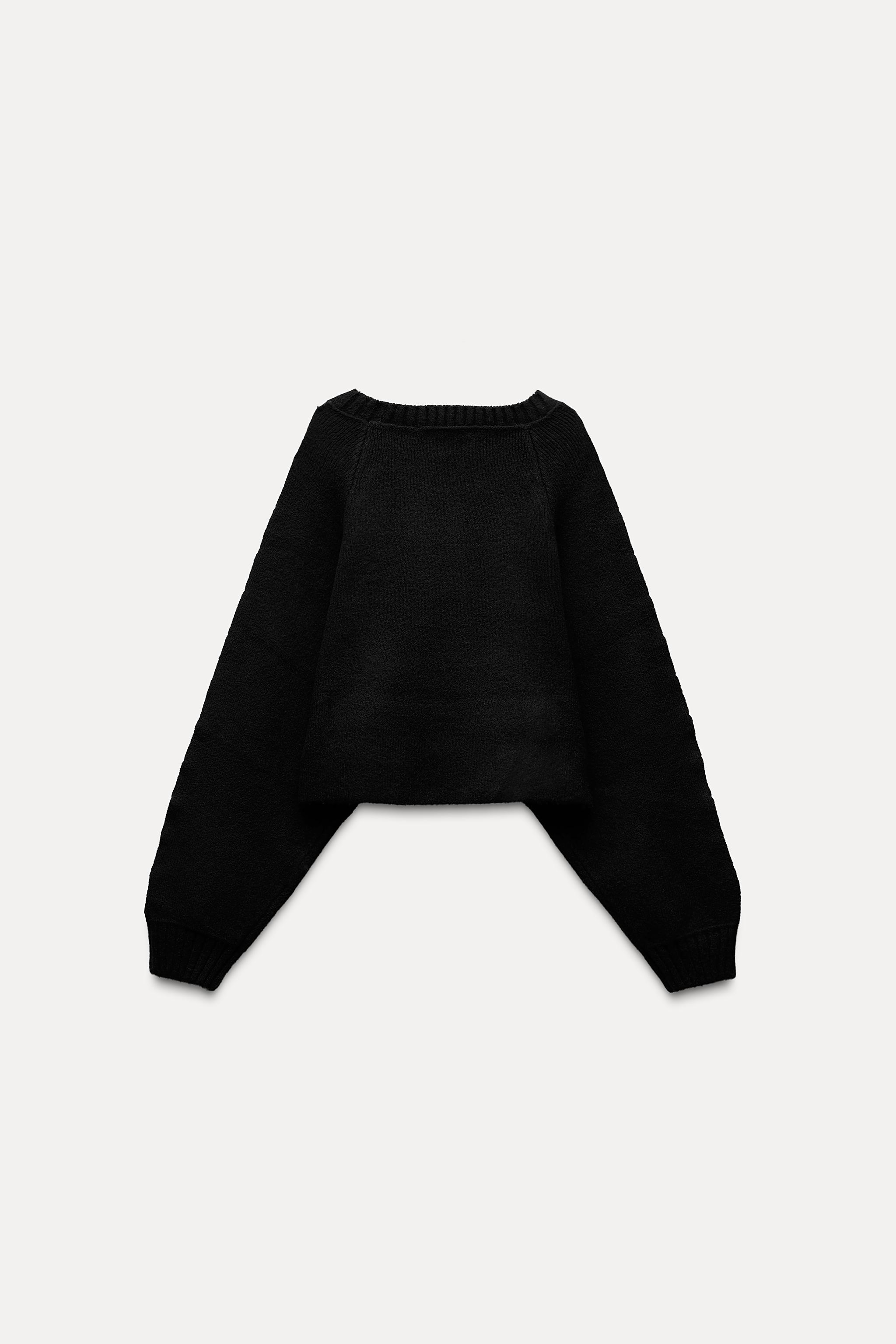 KNIT SWEATER WITH BEADED SLEEVES - Black | ZARA Turkey