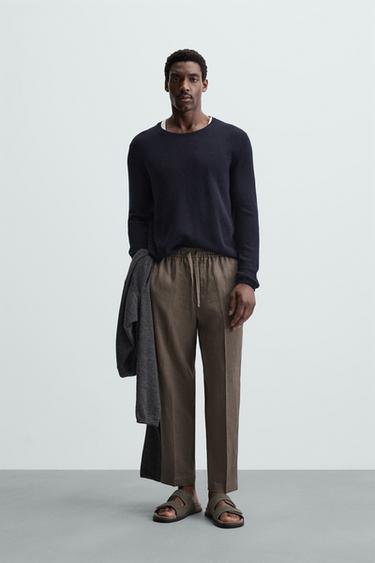 CALÇA 100% LINHO - Marrom / Toupeira da Zara