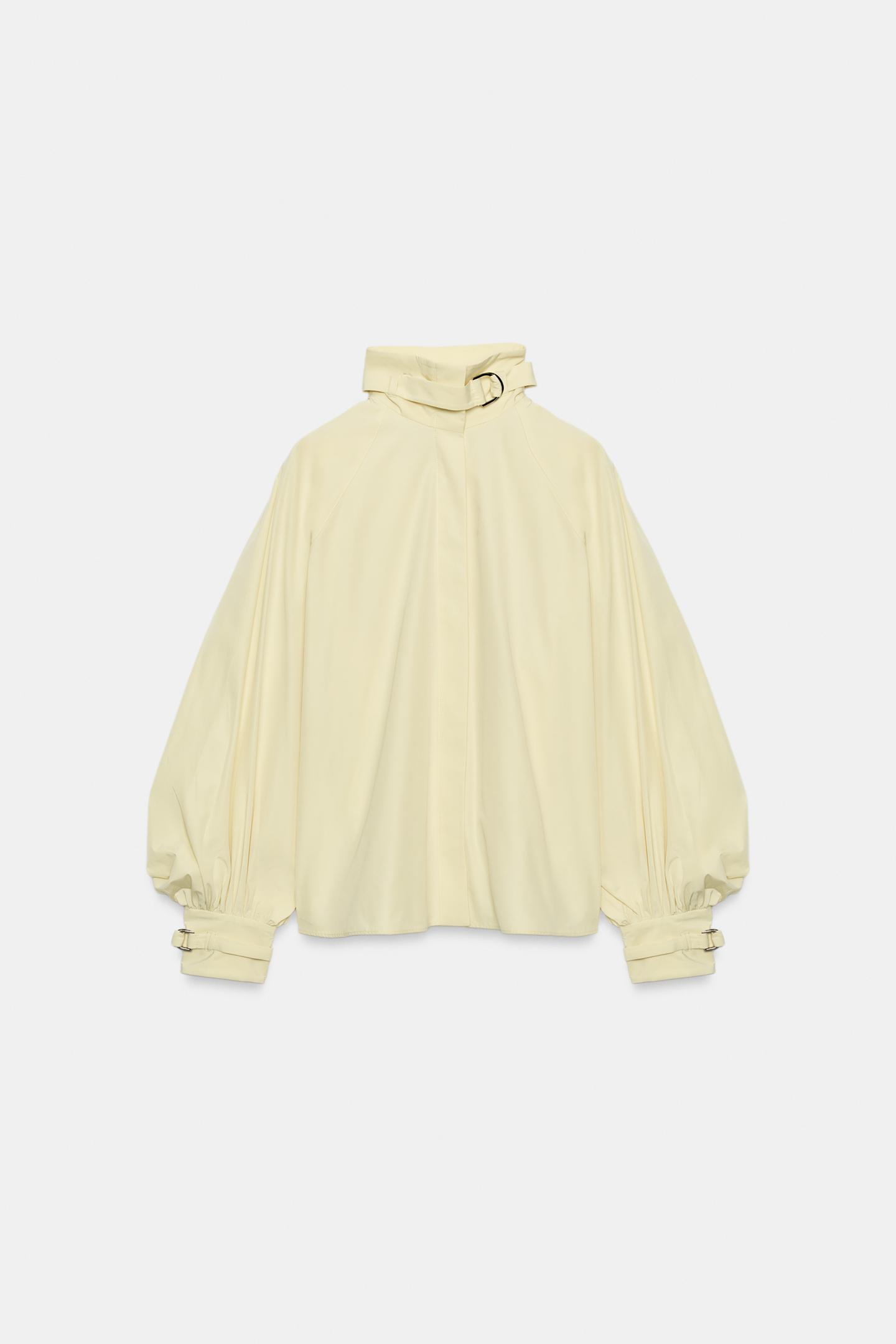 Женская рубашка Zara Buckled Poplin, цвет: Светлый жёлтый — фото 6