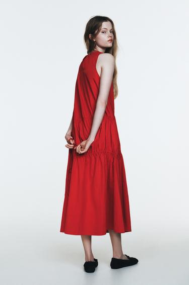 NYLON MIDI DRESS WITH TIES - Red by Zara - Image 5