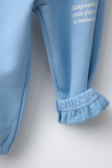 PLUSH JOGGING TROUSERS WITH SLOGAN - Light blue by Zara - Image 3