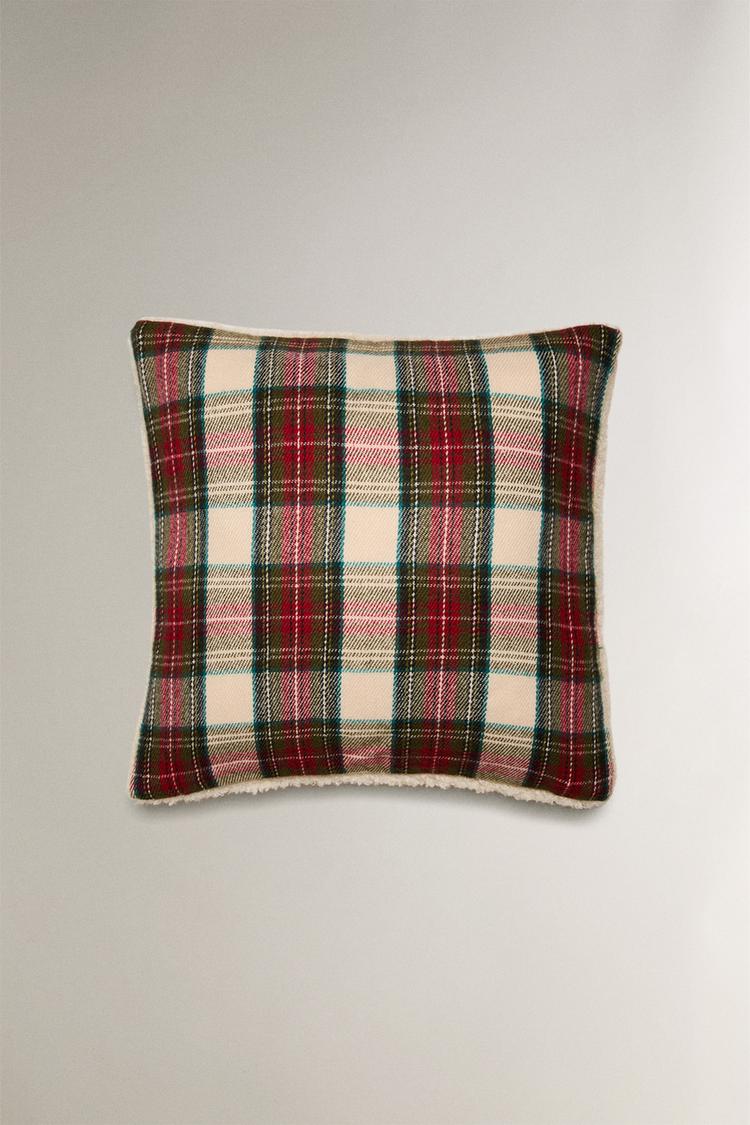 HOUSSE DE COUSSIN CARREAUX TARTAN NOËL Écru Rouge ZARA France
