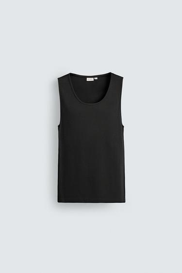 REGULAR FIT RIBBED TANK TOP - Black by Zara