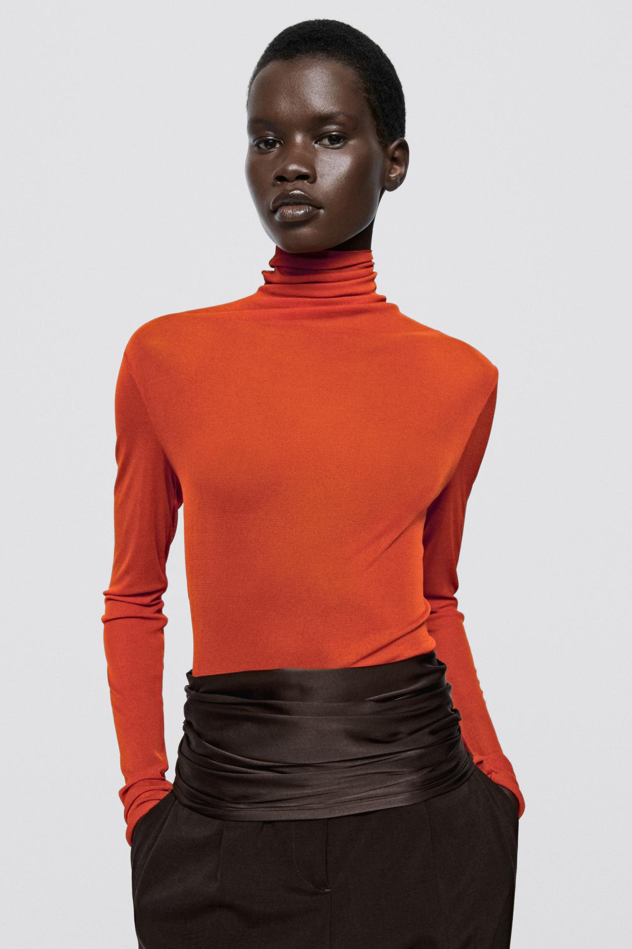 100% silk funnel neck T-shirt - LIMITED EDITION — Oranges