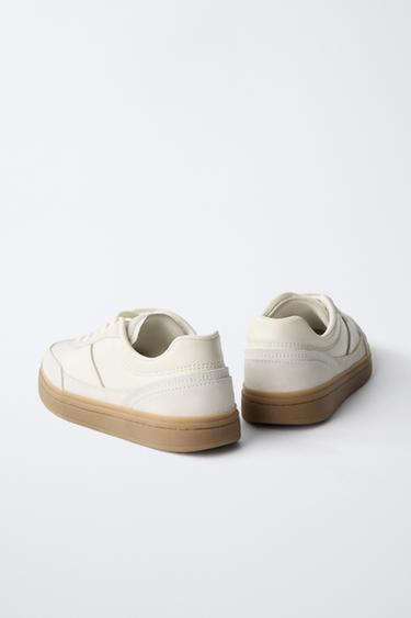 LEATHER SNEAKERS - White by Zara - Image 5
