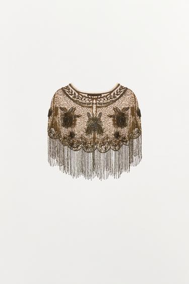 CAPE BRODERIES FANTAISIE FRANGES - Argent de Zara - Image 5