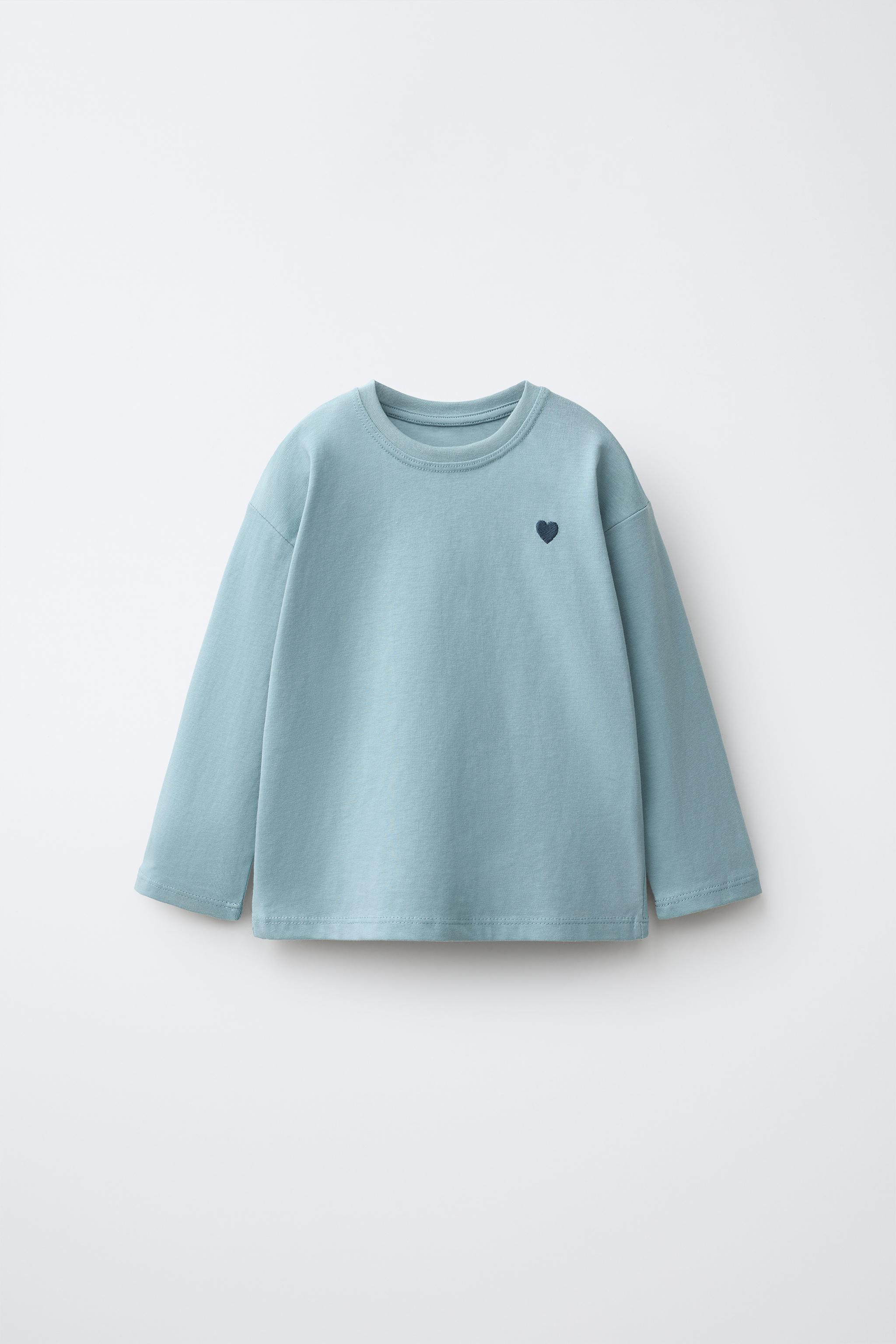 EMBROIDERED HEART T-SHIRT — Bluish