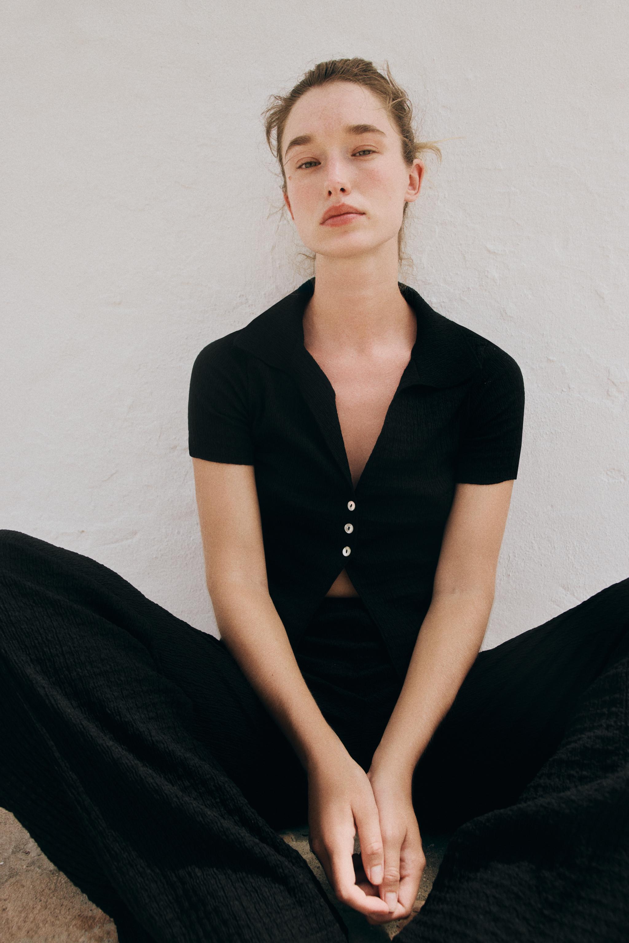 Женские топы Zara TEXTURED CROP TOP — фото 6