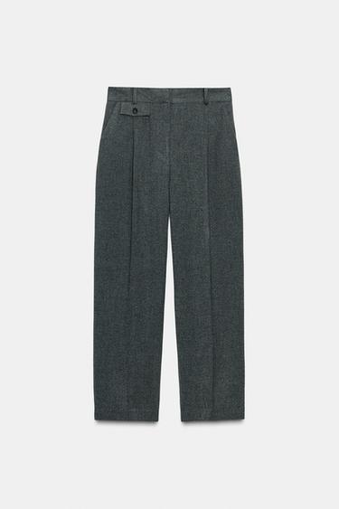 STRAIGHT-LEG DARTED TROUSERS - Mid-grey by Zara