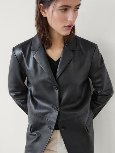 Blazer oversize en cuir nappa - Noir de Zara