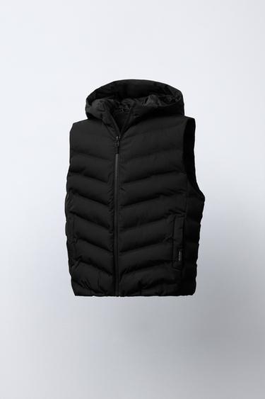 Zara ULTRALIGHT WATER REPELLENT HOODIE VEST - Black