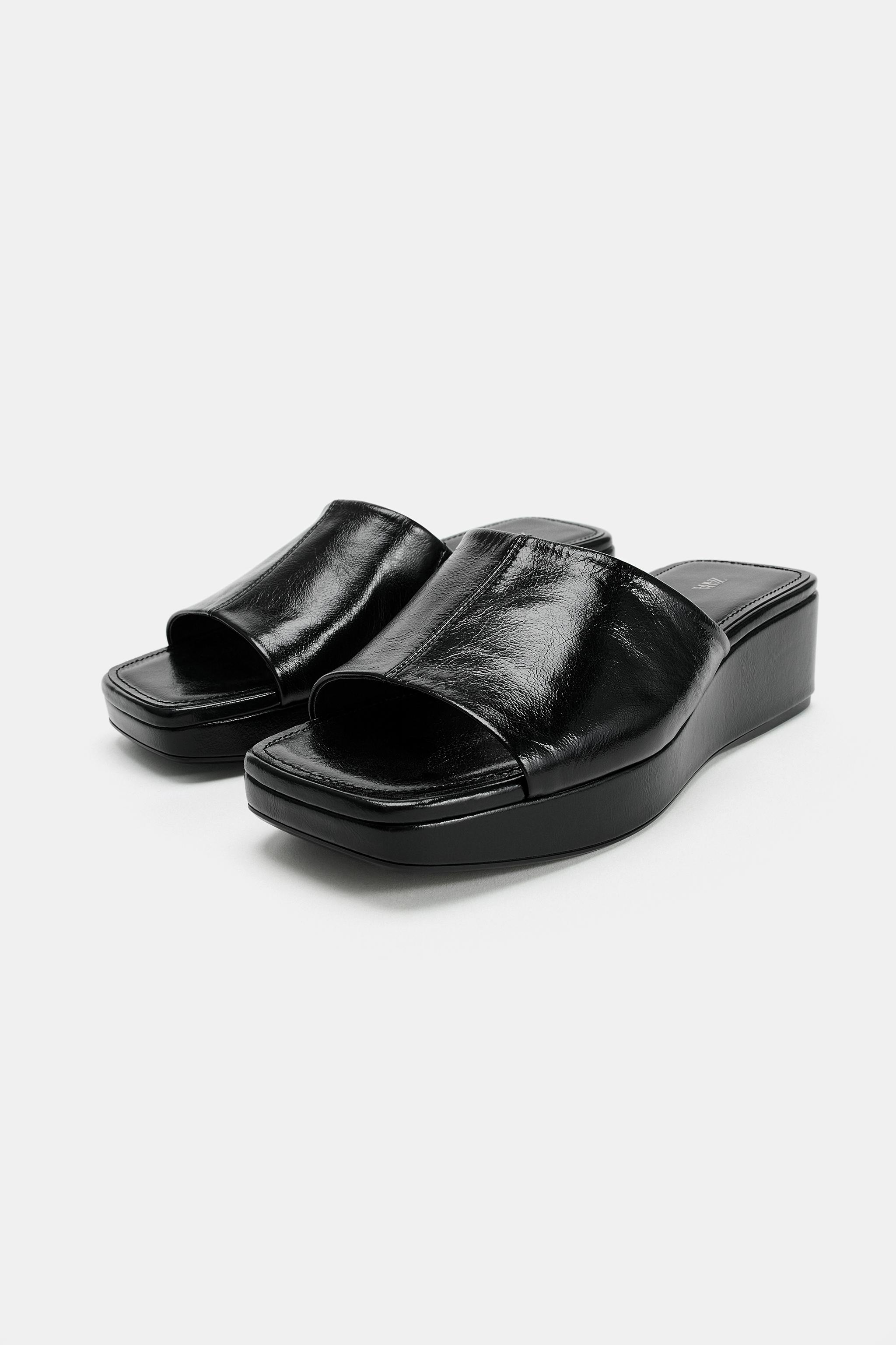 Zara Deri Platform Sandalet görsel 4
