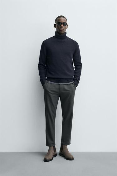 TEXTURED COMFORT TROUSERS - Dark grey marl by Zara