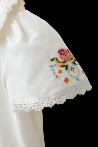 CAMISA BORDADOS - Crudo de Zara