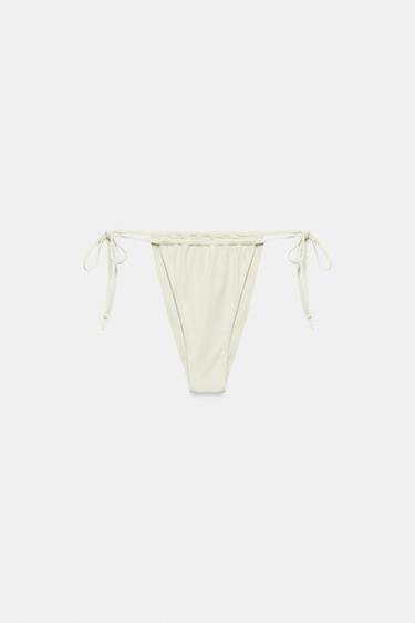 Zara 素色綁帶比基尼下裝 - 裸色