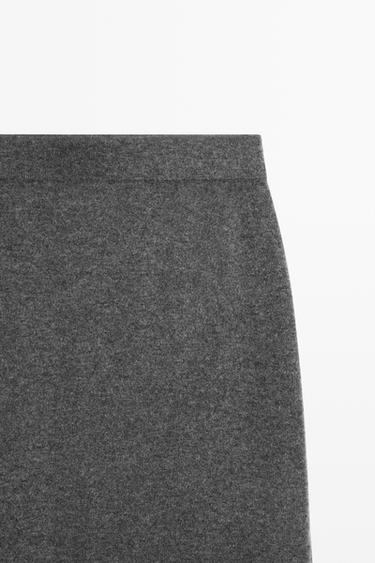Wool-blend knit skirt co-ord — Mid-gray 2