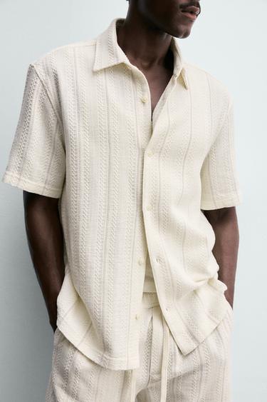 REGULAR FIT TEXTURED SHIRT - Ecru by Zara - Image 4