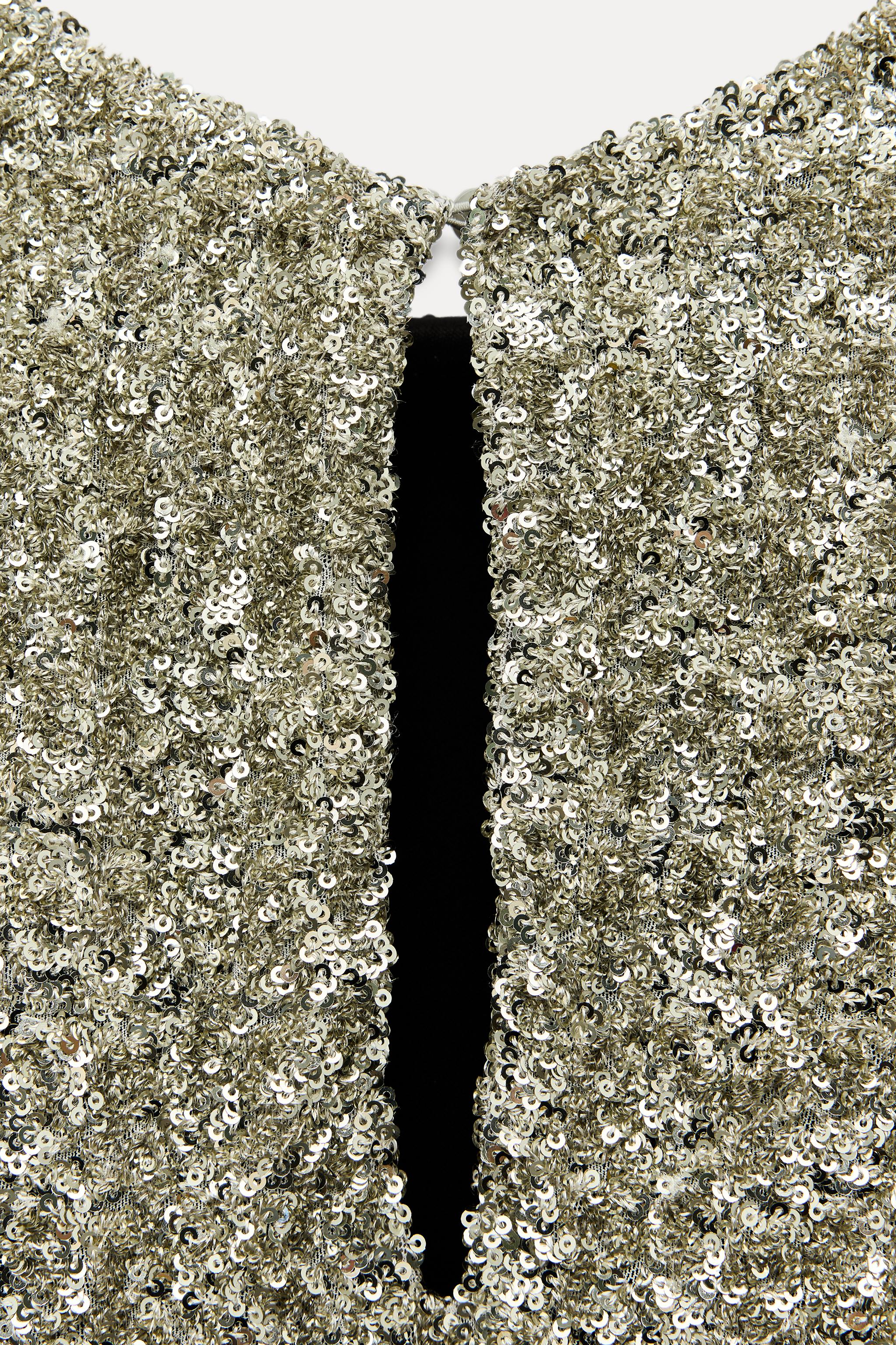SEQUIN DRESS WITH HEADBAND ZW COLLECTION - Silver | ZARA