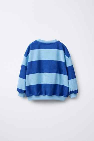 TOWELLING EFFECT SWEATSHIRT WITH LABEL - Blue by Zara - Image 1