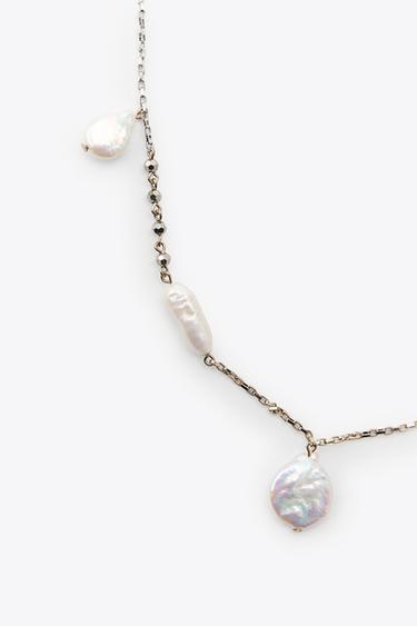 PEARL CHAIN NECKLACE - Gold / Silver by Zara - Image 2