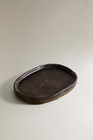PORTE-SAVON SALLE DE BAIN CÉRAMIQUE TEXTURÉE - Marron / Vert de Zara - Image 1