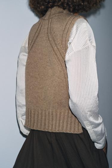TOP AVEC LAINE À COL MONTANT - Vison chiné de Zara - Image 2
