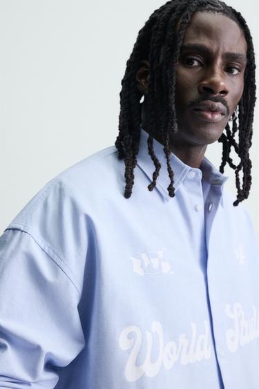 CHEMISE OXFORD COUPE BOXY IMPRIMÉE - Bleu clair de Zara - Image 5