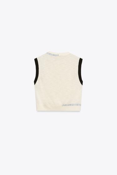 TOP EN MAILLE CONTRASTÉE - unique de Zara - Image 7