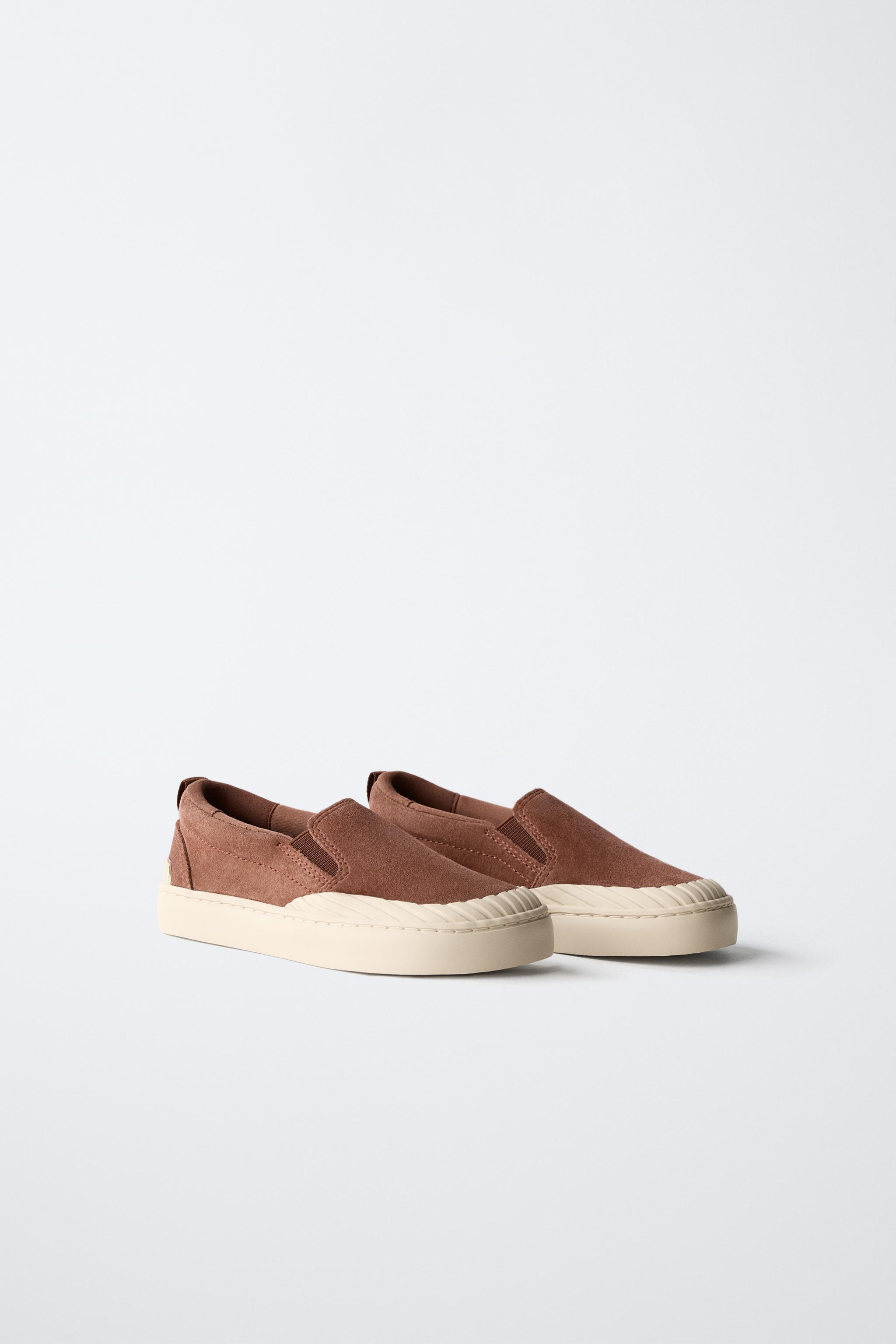 LEATHER SNEAKERS - Brick | ZARA United States
