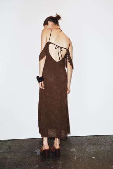 TEXTURED MIDI DRESS - Chocolate by Zara - Image 5