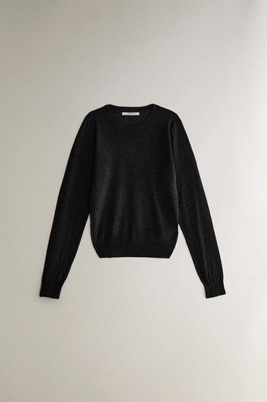 WOOL AND SILK SWEATER - Grey by Zara