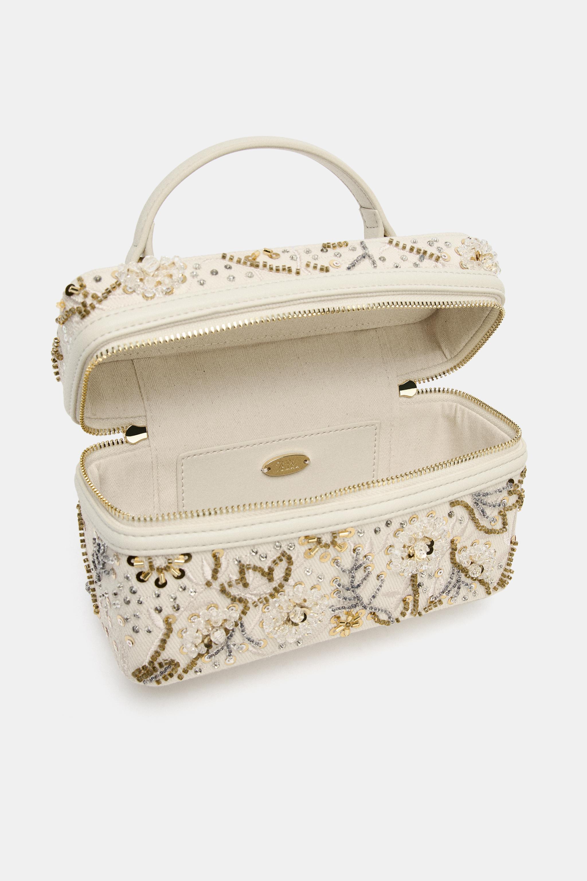 BOLSA RÍGIDA COM BRILHOS - Cru | ZARA Brasil