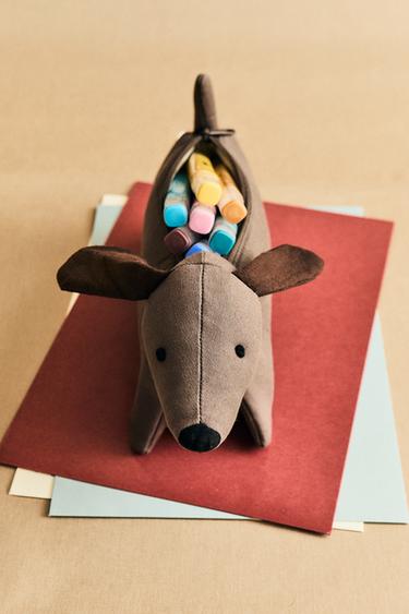 Zara CHILDREN'S DOG PENCIL CASE - 棕色
