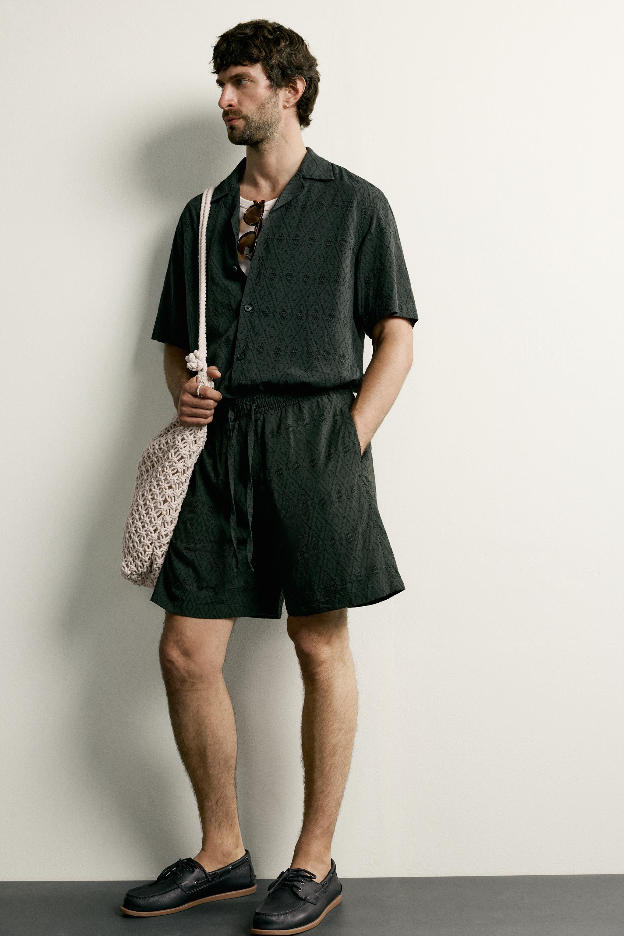 GEOMETRIC JACQUARD REGULAR FIT SHORTS