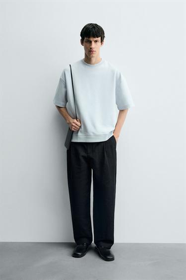 SWEATSHIRT AUS TECHNISCHEM INTERLOCK-GEWEBE - Blassblau von Zara
