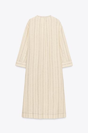 STRIPED LINEN BLEND TUNIC DRESS ZW COLLECTION - Stripes by Zara - Image 6